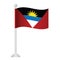 Antigua and Barbuda flag. National flag of Antigua and Barbuda on pole vector