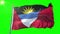 Antigua and Barbuda flag seamless looping 3D rendering video. Beautiful textile cloth fabric loop waving