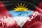 Antigua and Barbuda flag, stock market, exchange economy and Trade, oil production, container ship in export and import business