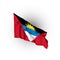 Antigua and Barbuda fluttering flag. Vector illustration. St. John`s