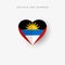 Antigua and Barbuda heart shaped flag. Origami paper cut Antiguan Barbudan national banner
