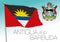 Antigua and Barbuda official flag and coat of arms