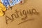 Antigua beach sand word writing
