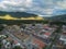 Antigua Cityscape in Guatemala. Volcano in Background.