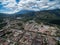 Antigua Cityscape. Spanish Baroque Style Town in Guatemala. Volcano in Background.
