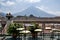 Antigua, Guatemala: View of the city and volcano Agua