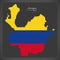 Antioquia map of Colombia with Colombian national flag illustration