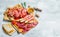 Antipasto background.The various meats