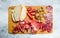 Antipasto background.The various meats