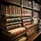 Antique allure Aged law books fill vintage bookshelves in the library