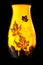 Antique amber glass vase with fall leaves