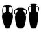 Antique amphora icons with two handles. Ancient clay vases jars, Old traditional vintage pot. Ceramic jug archaeological