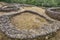 Antique archaeological castrum stone fort village of Borneiro, Galicia. Spain