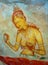 Antique asian fresco with naked woman