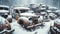 Antique automobile wrecking yard with rusted vintage cars and trucks AI Generated