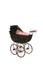 Antique baby carriage against high key background