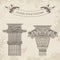 Antique and baroque classic style column vector set. Vintage architectural details design elements