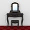 Antique Bedroom Vanity Table with Stool and Mirror in Room with