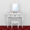 Antique Bedroom Vanity Table with Stool and Mirror in Room with