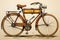 antique bicycle classic travel vehicle illustration light brown background.Generative Ai