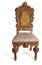Antique Biedermeier chair isolated on white with authentic fabric and wood carving