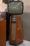 Antique Black and White TV set with Cathode Ray Tube with Wooden Column Cabinet
