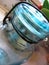 Antique Blue Canning Jar with Metal Bale
