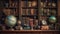 Antique bookshelf holds collection of ancient literature generated by AI