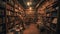 An antique bookstore interior, shelves filled with old books. Resplendent.