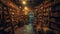 An antique bookstore interior, shelves filled with old books. Resplendent.