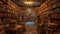 An antique bookstore interior, shelves filled with old books. Resplendent.