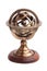 Antique brass armillary sphere on a wooden stand