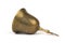 Antique brass hand bell on white