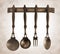 Antique brass kitchen utensils