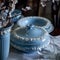 Antique British blue porcelain tea set.