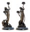 Antique bromze candelabrum with woman\'s figurine.