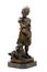 Antique bronze figurine of the girl with three dogs