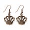 Antique Bronze Queen Crown Dangling Earrings - Ingrid Baars Style