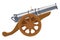 Antique canon with wheels weapon cartoon