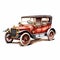 Antique Car Drawing: Realistic Watercolor Style With Detailed Character Illustrations