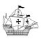 Antique caravel ship navigation icon