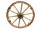 Antique Cart Wheel made of wood and iron-lined isolated