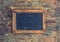Antique chalkboard on wooden texture. Nostalgic background