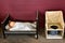 Antique child`s doll and potty chair