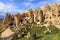 Antique city and residential caves in the mountain valley of Cappadocia