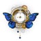 Antique clock with morpho butterfly wings