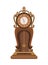 Antique clock. Traditional floor or table standing pendulum clock with wood carved decoration. Beautiful vintage object