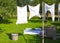 Antique clothes hanging outdoor in the nature to dry under the sun