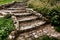 Antique Cobblestone Stairway in Landscaped Garden