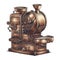 An antique coffee grinder, hand cranked machinery